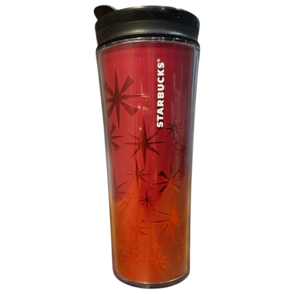 2011 12 Oz Starbucks Holiday Tumbler Collectible Travel Mug Red Star Holographic